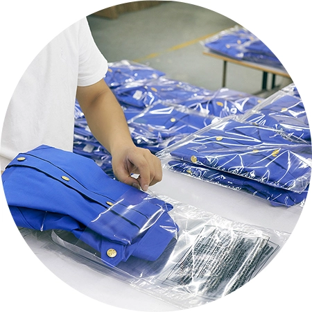 Garments being prepared for packing
