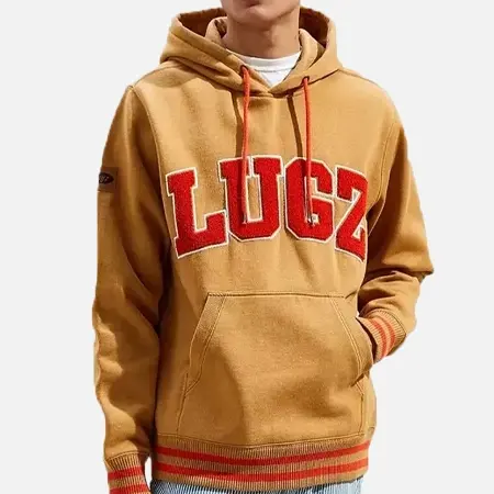 Custom embroidered hoodie with flat, 3D and chenille embroidery