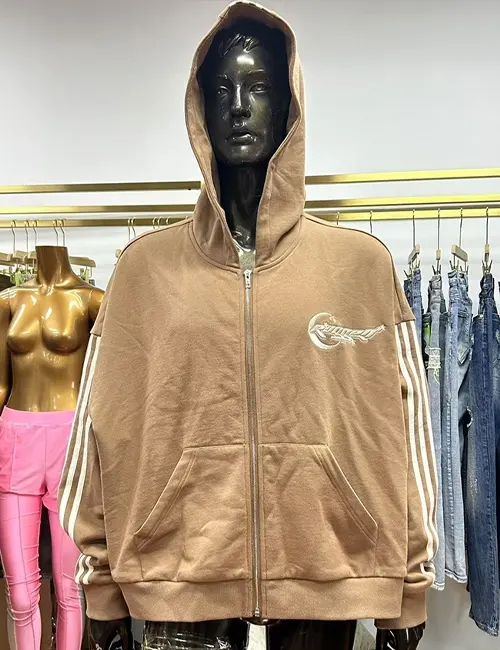 embroidery zip up hoodie