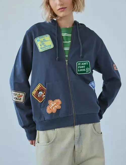 Bowling patch zip-up hoodie