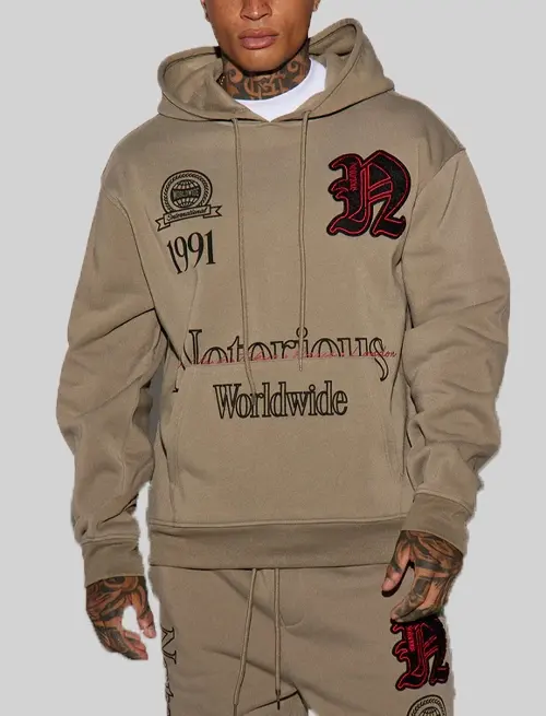 Chenille embroidered hoodie