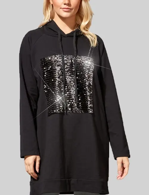Sequin embroidered hoodie