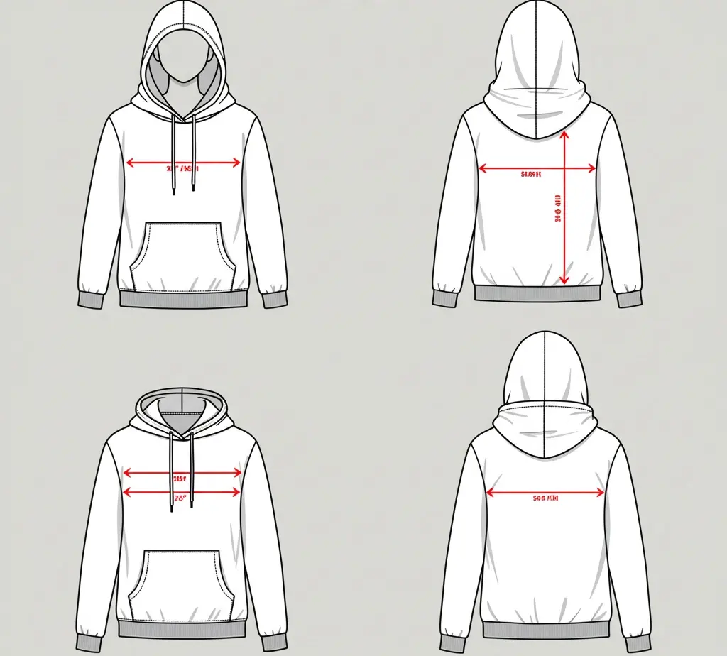 Women's Hoodie Regular Size Measurement