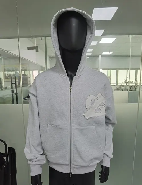 zip up Patch embroidery hoodie