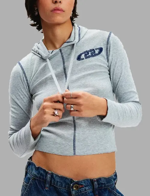 Appliqué graphic slim-fit knit hoodie
