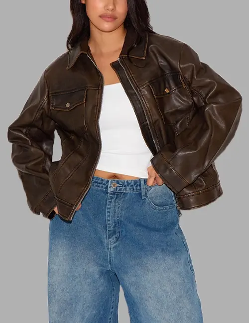 Black and Brown Faux Leather Toiletry Bag Jacket