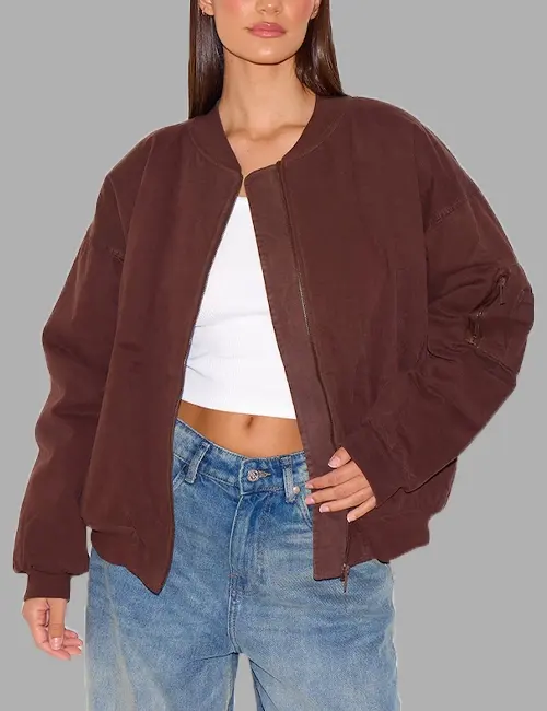 Chocolate Classic Oversized Bomber Jacket