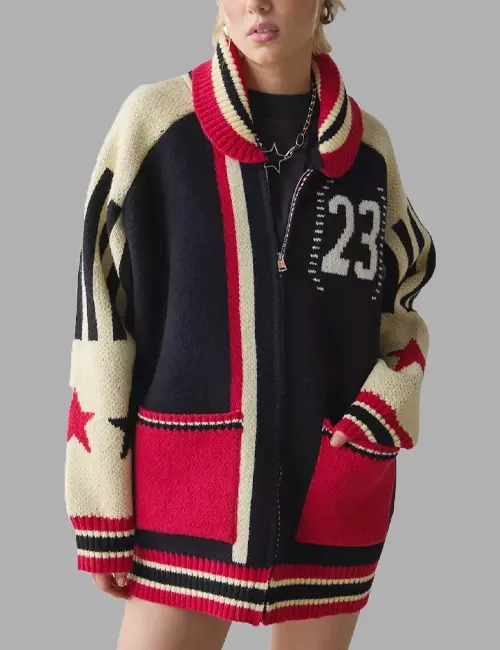 Knitted zip-up jacket