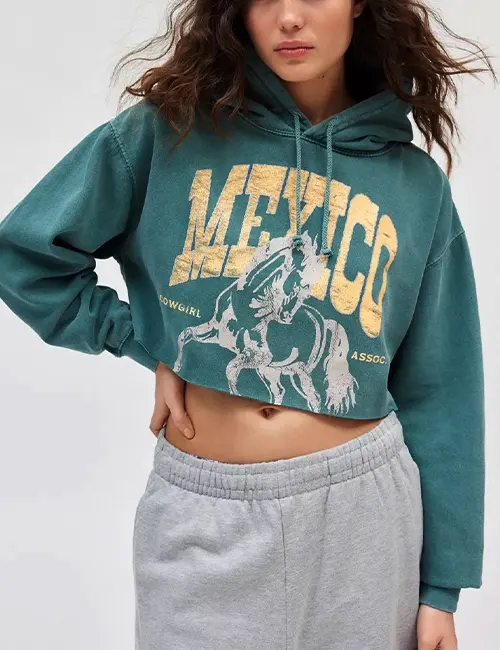 Mexican Cowgirl Cropped Hooded Sweatshirt