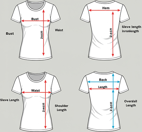Women's T-shirt Size Measurement Chart