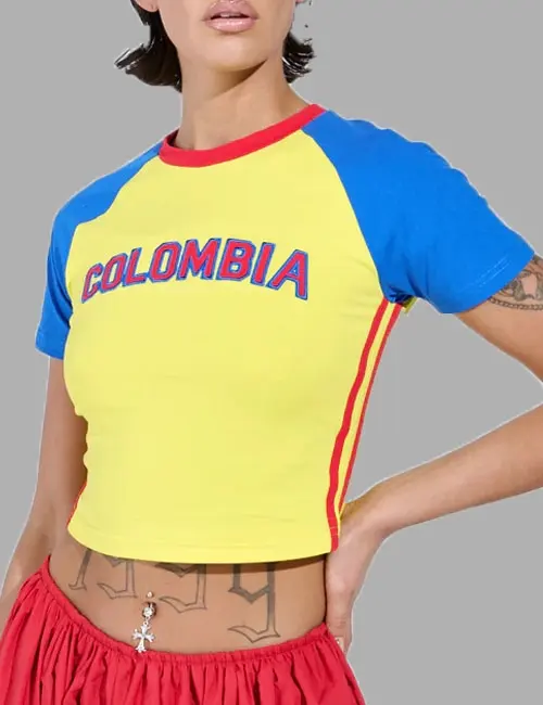 Women's short embroidered sports T-shirt