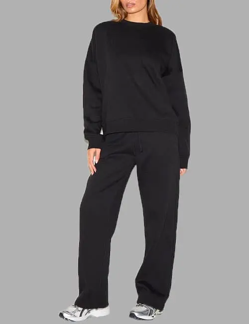 BLACK OVERSIZED SWEATSHIRT TRACKSUIT SET