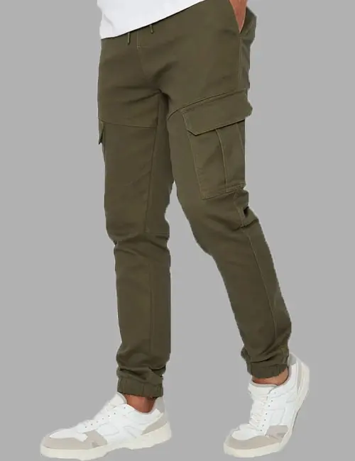 Cotton Blend Cargo Pocket Jogger Style Trousers