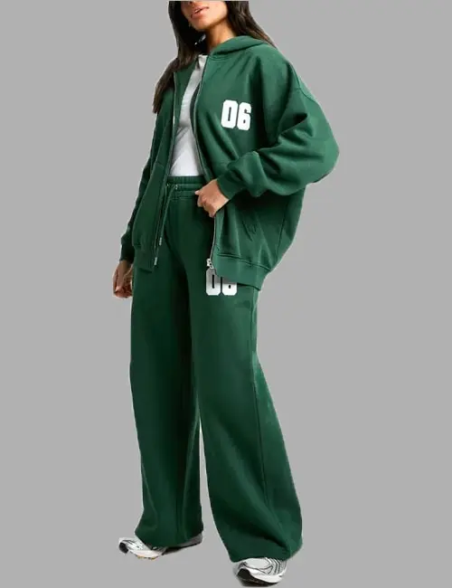 Embroidered Zip Through Oversized Tracksuit