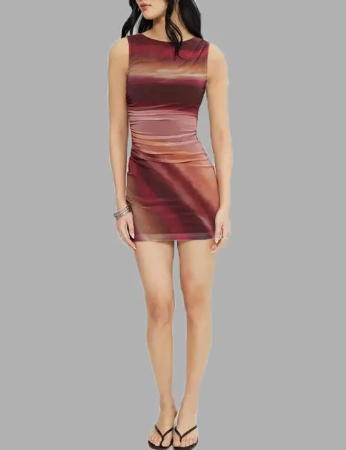 Katia Ruched Mesh Mini Dress