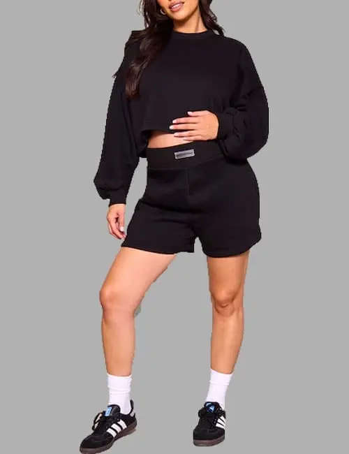 MATERNITY BLACK OVERSIZED ELASTICATED SWEATSHIRT