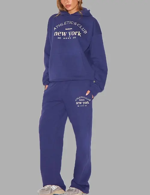 NAVY PREMIUM NEW YORK EMBROIDERED STRAIGHT LEG JOGGERS