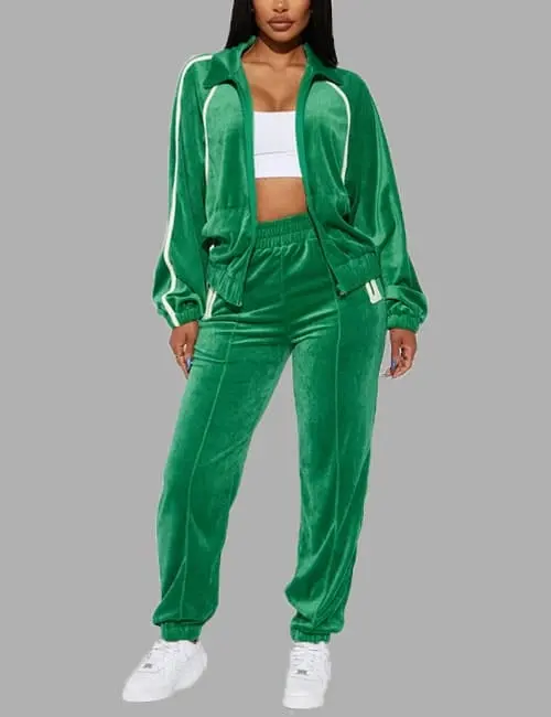 Old School Velour Jogger Set - Green