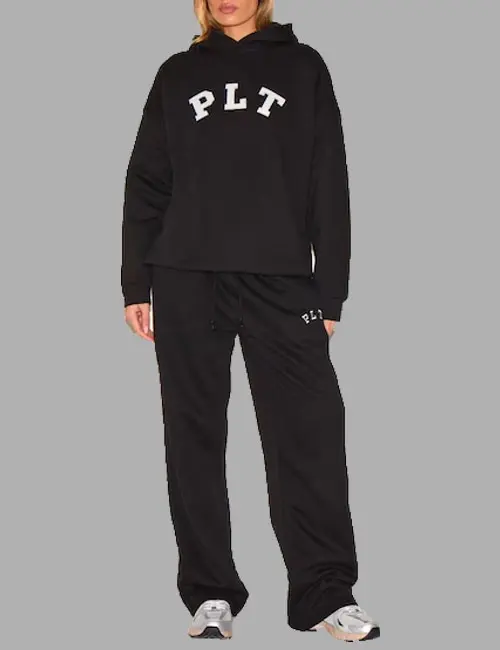 PRETTYLITTLETHING BLACK CONTRASTING PRINT LOGO OVERSIZED HOODIE