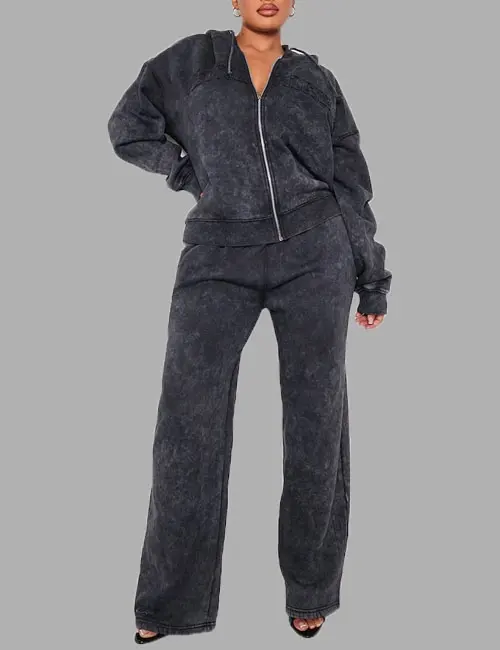 SHAPE BLACK WASHED WIDE LEG JOGGERS