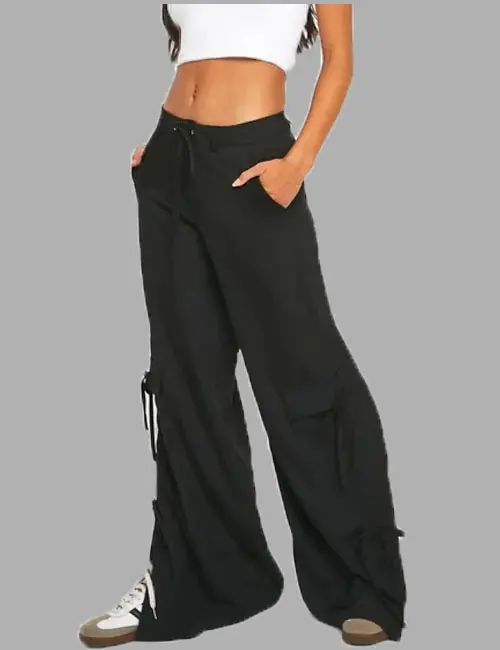 Tie Bow Detail Straight Leg Cargo Trouser