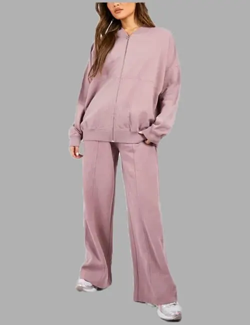 Washed Zip Through Bomber Straight Leg Tracksuit