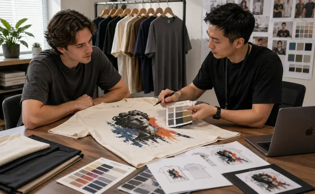 tshirt-sampling-discussion-fabric-selection-print-decision