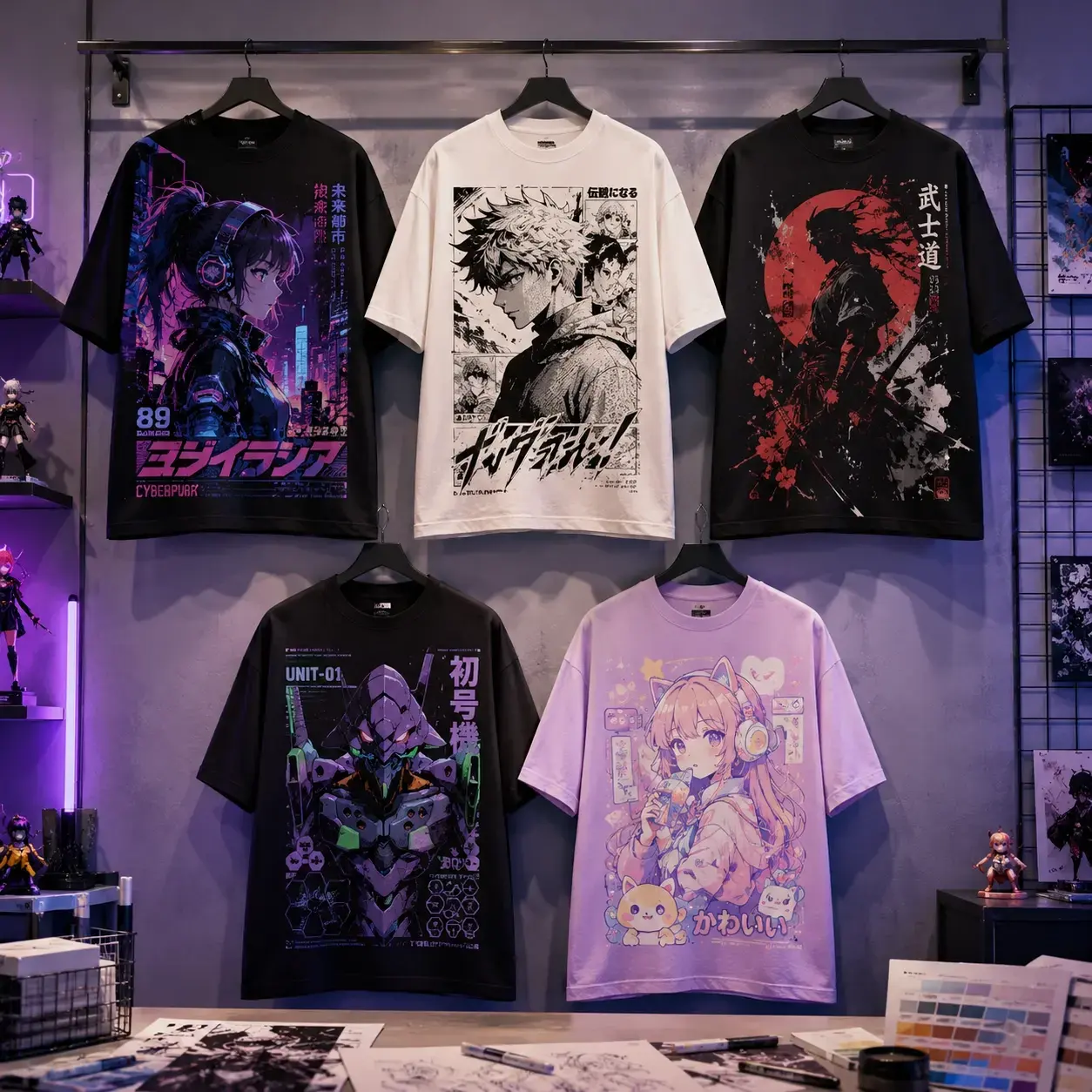 Anime T-shirt full-color print capability