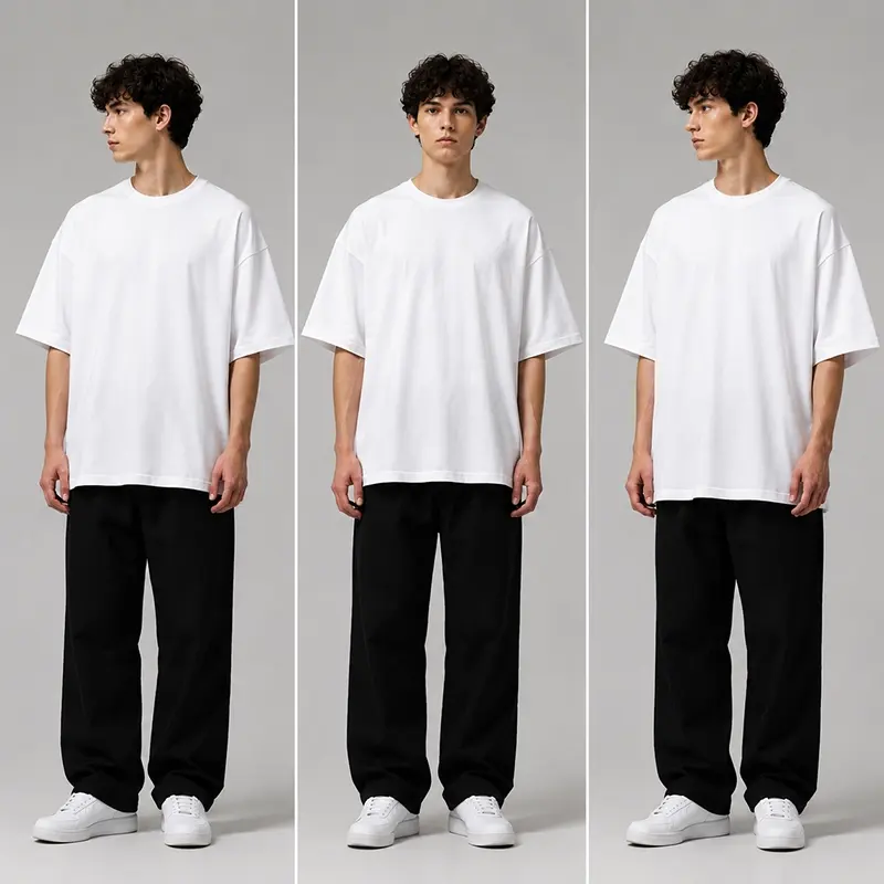Drop Shoulder Boxy Extended T-shirt Silhouette Comparison