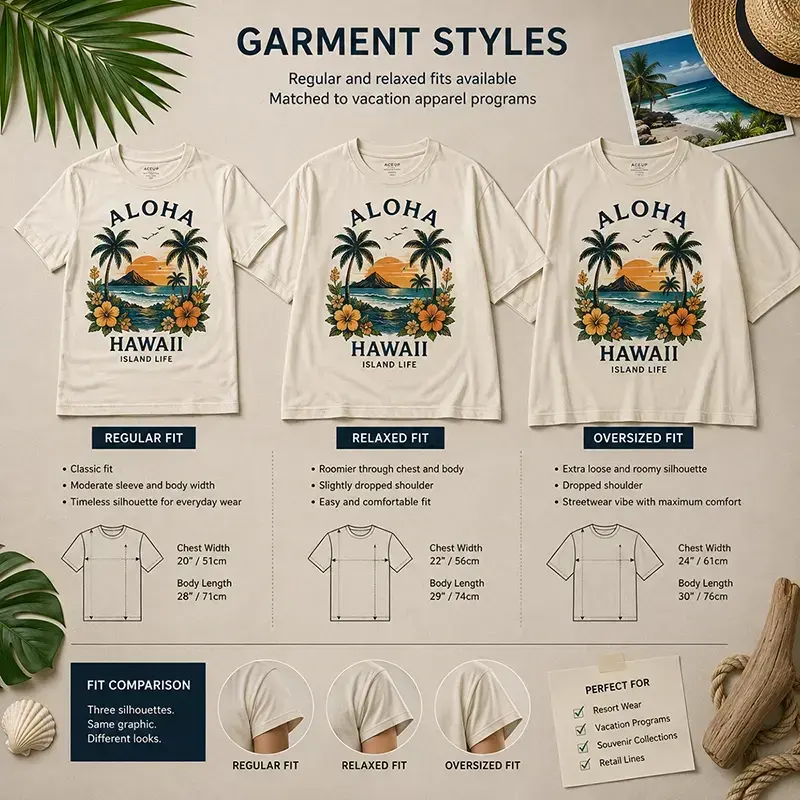 Hawaii T-shirt Fit Options