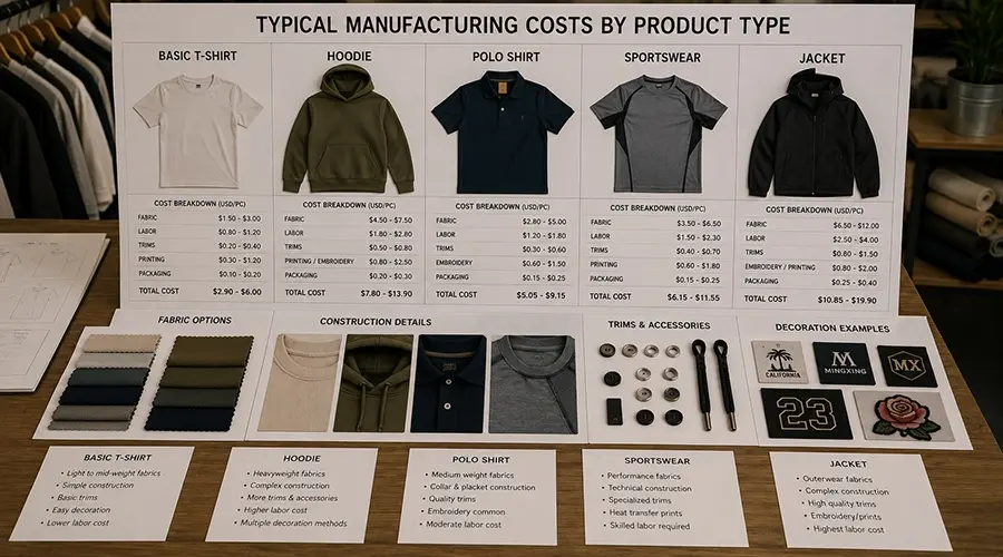 Manufacturing Costs by Product Type