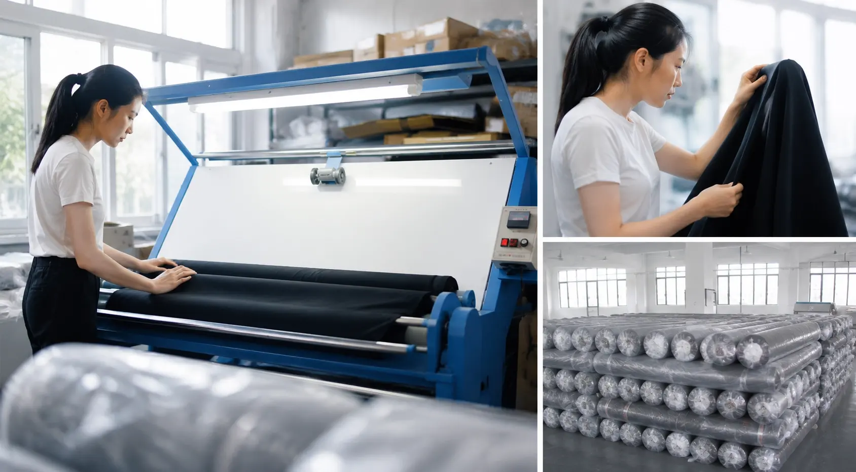Material inspection at clothing factory