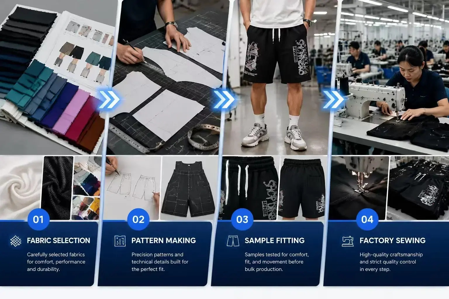 custom shorts manufacturing process