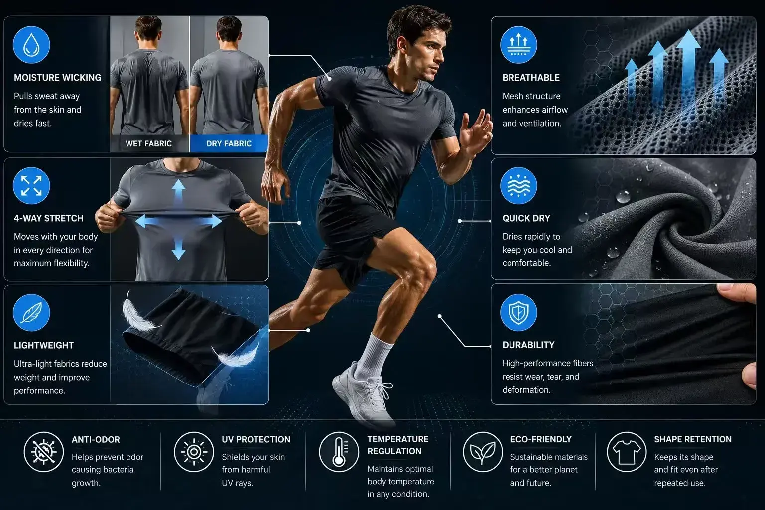 sportswear performance moisture stretch airflow