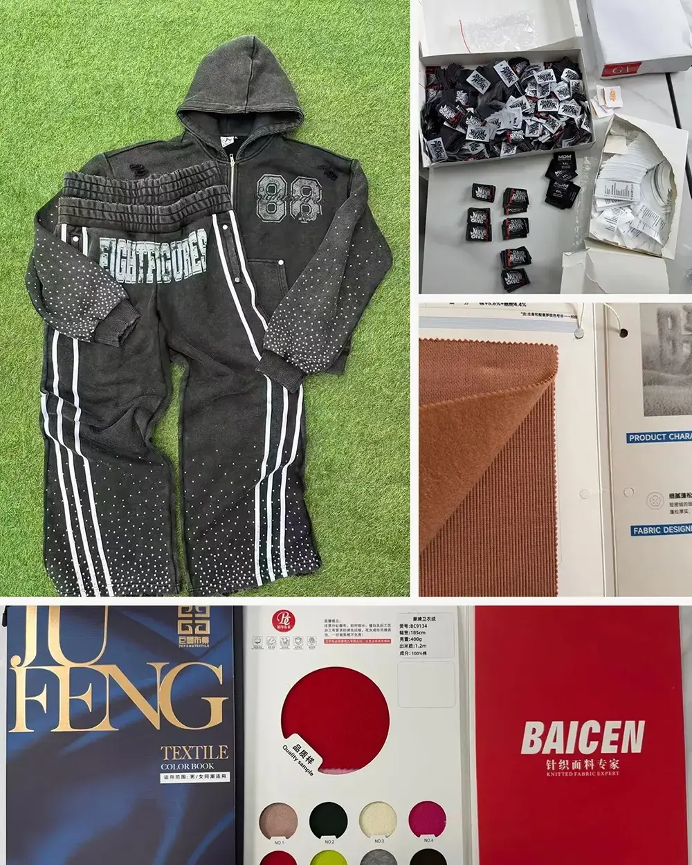 Custom tracksuit fabric, zipper, drawstring, embroidery, and private label development options