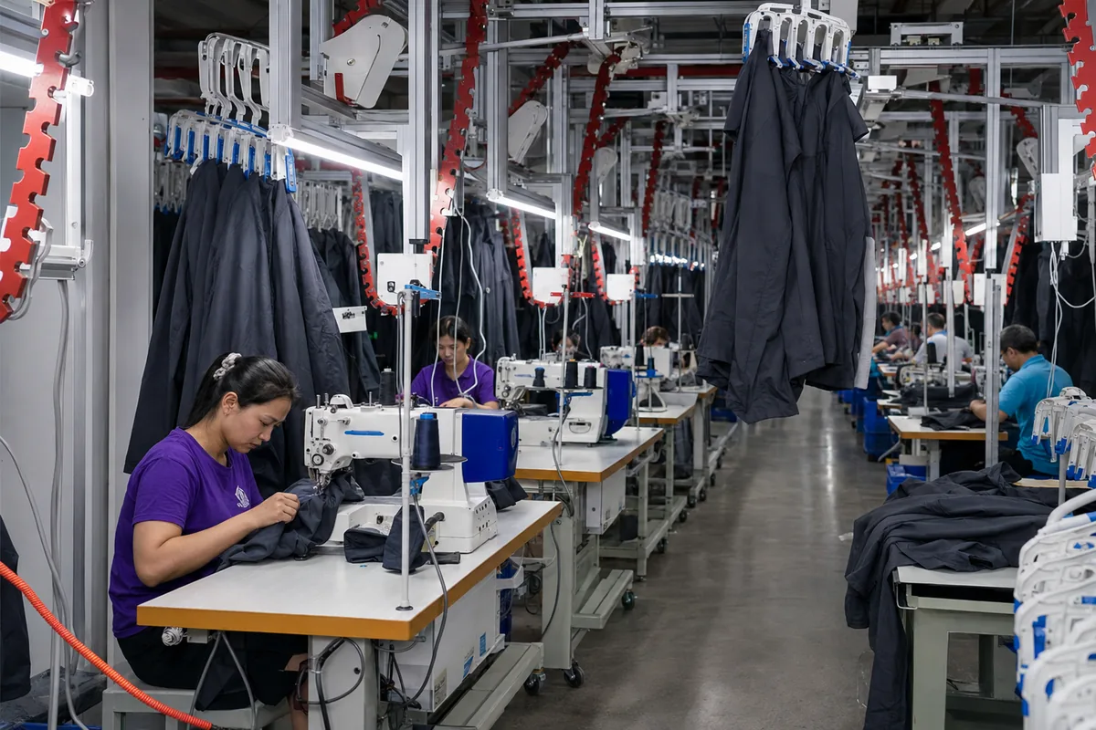 Cutting and sewing during custom jacket bulk production
