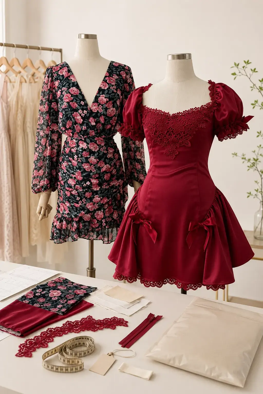 Custom dress fabrics, fit, embellishments, labels, and private label development options