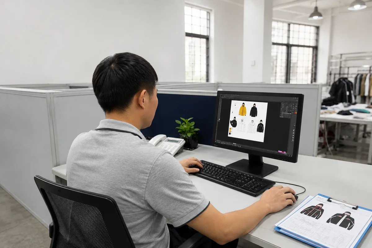 Reviewing custom jacket project requirements before quotation